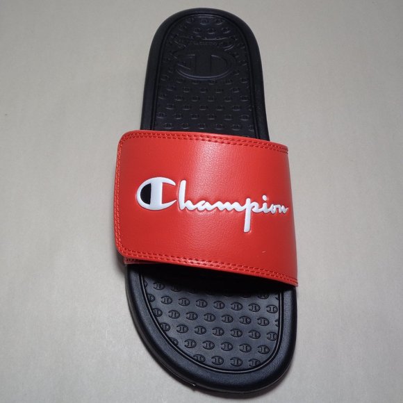 Champion Size 12 M LOGO SLIDE Red Black Sandals New Men\'s Shoes main image 9